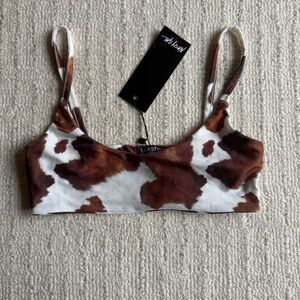 Nasty Gal Brown and White Cow print bikini Top